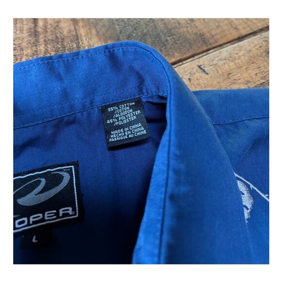 Mens Roper Blue Pearl Snap Western Style Shirt Rose‎ Design Cotton Blend Large - Picture 7 of 8